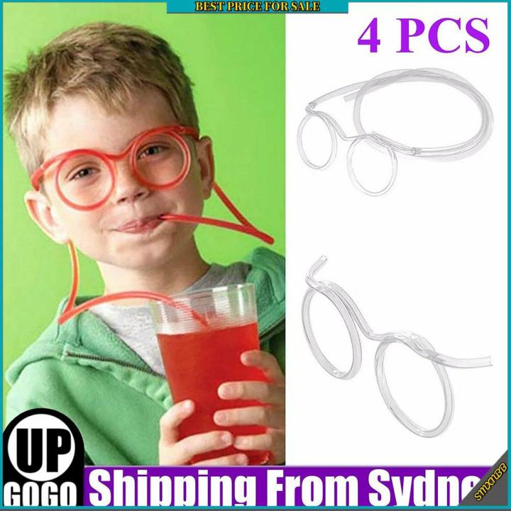 4x Novelty Clear Reuseable Drinking Straw Glasses Straw，Phoebe's