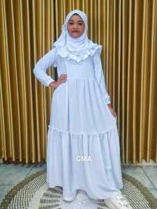 Baju Muslim Anak Perempuan Set Jilbab Putih