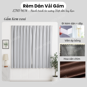 Rèm Cửa Dán Tường Rèm Cửa Sổ Chất Vải Gấm Cao Cấp Blinds Home Chắn Nắng 100% ( Tặng Keo Dán + Dây Buộc )
