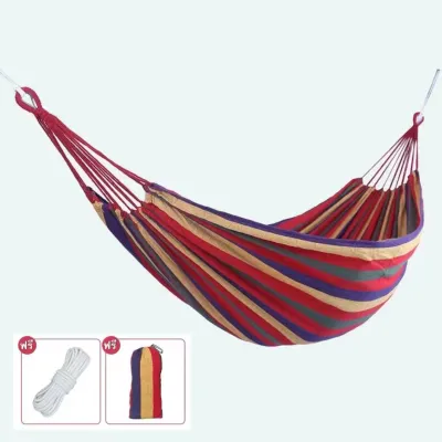 เปลญวนแบบพกพา เปลญวน260X80CM เปลญวนผ้าใบ(แถมฟรีกระเป๋าและเชือก) เดินป่า เดินเขารับน้ำหนัก 150kg camping hammock