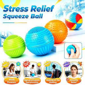 Silicone Hand Grip Ball Stress Relief Fidget Toy Finger Strength Trainer for Hand Exercise