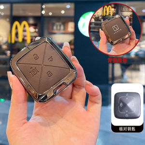 Luxury Silver Gray Zinc Alloy Smart Car Key Fob Case Cover Shell Chain Keychain For Zeekr 7x X 001 009 2023 2024 2025 2026 Keyless Remote Holder Genuine Leather Buttons Protector