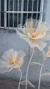 Giant Organza Standing Flower Purple Sheer Fabric Floor Flower Wedding Aisle Decor Window Display Prop婚庆花朵道具
