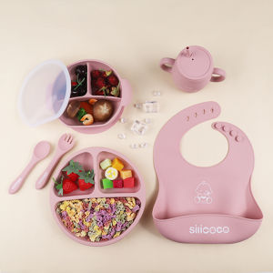 SILICOCO- 6 IN 1 SET PERALATAN MAKAN BABY SILICON SUCTION FOOD GRADE ANTI TUMPAH