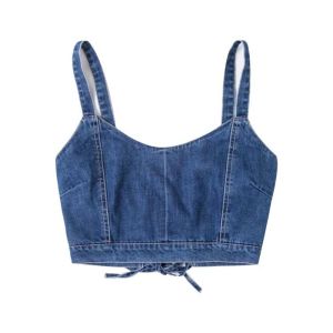 GOOTRADES Tank Top Denim Inner Crop Top Summer Off Shoulder Beauty Back Camisole Sweet Slim Fit Womens Tanks Top Girls