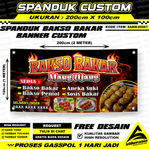JASA CETAK SPANDUK CUSTOM BAKSO BAKAR BANNER BASO BAKAR XBANNER BASRENG PENTOL SUKI SOSIS BAKAR PERCETAKAN STIKERASIA