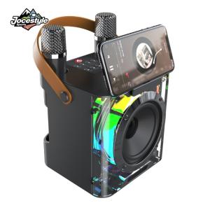 Stereo Surround Speaker with Dual Microphones Subwoofer Music Player High Power Karaoke Machine for Home Gathering Party