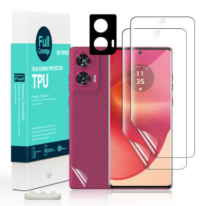 Ibywind cho Motorola Edge 50 Fusion 5G miếng bảo vệ màn hình (gói 2 cái) kèm 1 ống kính kim loại 1 miếng phim dán sau bằng sợi carbon phụ kiện lắp đặt dễ dàng