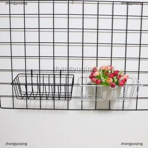 [COD] zhangyuqing Metal Decorative Storage Basket DIY Iron Grid Flower Pot Hanging Shelf Wall Art Mounted Frame Mesh Display Rack Home Decoration