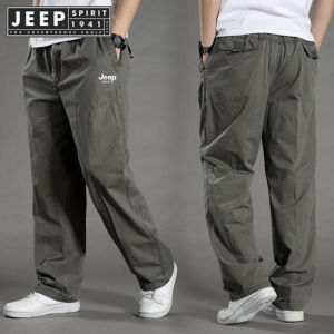 JEEP SPIRIT 1941 ESTD Wide Leg Pants Multi Pocket Cargo Pants Plus Size Straight Leg Casual Pants Mens Outdoor Casual Loose Fit Sports Pants