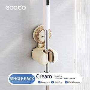 Ecoco Suction Cup Mop Holder No Drilling Broom Holder Clamp for Bathroom Organizer Removable Reuse