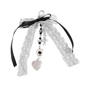 Bowknot Đồ treo trang trí trái tim đầy màu sắc Bowtie Keyring đính cườm nút thắt hình bướm Keychain trang trí cho hợp thời trang nữ phụ nữ