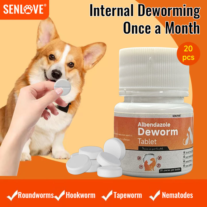SENLOVE 20 Pcs Pet Deworming Tablets Treats Various Parasitic Infections in  Pets and is Effective Against Tapeworms in Dogs Cats and Other Small