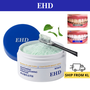 EHD Teeth Whitening Powder 50g Whitening Toothpaste Remove Yellow Teeth Tartar Remover Pemutih Gigi Serbuk Ubat Gigi 牙粉/去黄/洗白/减少异味/牙渍牙菌斑/清新口气