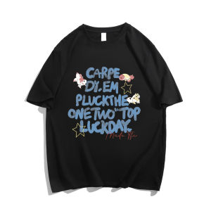 T-Shirt Wanita Putih Lengan Pendek - Motif Ikan Emas Kartun & Huruf Aesthetic  Katun Tipis Bernapas Premium Tren 2025 Desain Vintage Amerika Oversize Slim Fit  Baju Ukuran Besar Gaya Manis Segar Kerah Bulat  Kaos Santai Untuk Hangout  Gratis Ongkir