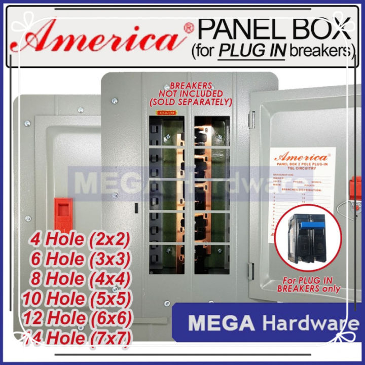 Panel Box Plug In America AMERICA Panel / Panel Board for 2-Pole Plug-In Circuit Breakers | Lazada PH