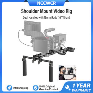NEEWER Shoulder Mount Video Rig with Arca Quick Release DSLR Camera & Camcorder Mounting Dual Handles 15mm Rods (16"/40cm) Filmmaking Video Stabilizer SR007