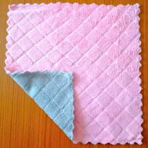 24.5CM X 24.5CM Good Absorbent Kitchen Dishwashing Household Dish Cloth Coral Fleece Towel Assortment Double Sided Thickened Square Non-oily Oil Free Non-stick Scouring Pad Kain Buruk