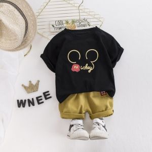 ute Bộ quần áo cotton chất lượng cao cho bé trai và bé gái áo phông mùa hè quần short 2 món