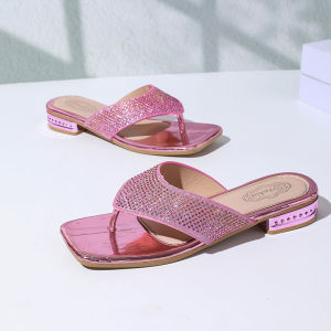 [Free Shipping] Trendy Rhinestone Platform Flip-Flops New Style WomenS Sandals Versatile Non-Slip Thick-Soled Suitable For Outdoor Wear Summer Sandals