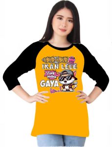 Kaos Atasan Wanita sablon Ubur-ubur / Kaos raglan Wanita Lengan 3\4/ Kaos Cewek/ Kaos Oblong/ Baju Kaos Tshirt/ Tshirt wanita/ Tshirt cewek/ Baju Wanita