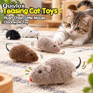Wind Up Plush Mouse Cat Toy Jumping Squeak Rat Play Toy No Battery Furry Simulated Pet Supply