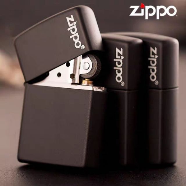 Zippo Black Matte With Logo Lighter Lazada