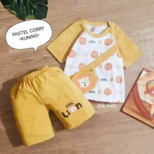 Setelan Baju Bayi Laki-laki Atasan Dan Celana Motif Pastel Corry Estimasi Usia 2-3 Tahun