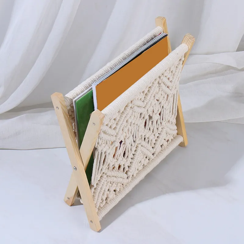 Boho Magazine Rack, Rope Woven Newspaper Rack, Magazine Baskets