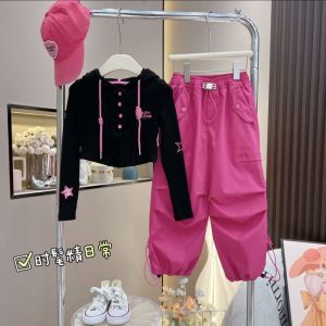 Kids Girl Sports Fashion Suits Children Long-Sleeved Top Trousers Casual Outfits wear Two-Pieces Sets Students Clothes