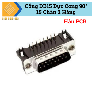 Cổng DB15 Đực 15 Chân Cong 90 Độ 2 Hàng Hàn PCB