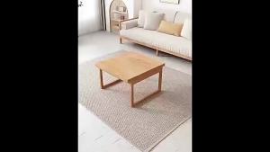2026 Japanese simple modern log style lifting coffee table dining table integrated living room all solid wood combination