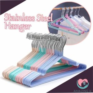 AMK - Premium Stainless Steel Hanger 5/10 Pcs Clothes Shawl Anti-Slip High Quality Space Saver Wardrobe Waterproof - Penyangkut Baju Tidak Licin Besi Tahan Karat
