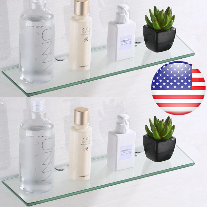 2layer & up and down Glass stand (Square) Glass Shelf Vanity Stainless ...
