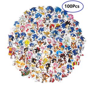 Available 100 PCS Waterproof Sonic Graffiti Sticker Holiday Party Supply Cartoon Car Sticker Luggage Laptop Skateboard Personalized Sticker Kids Toy gift