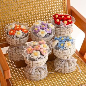 Handmade Crocheted Flower Bouquet in Wool - Everlasting Artificial Daisies for Home Decor Wedding or Gift
