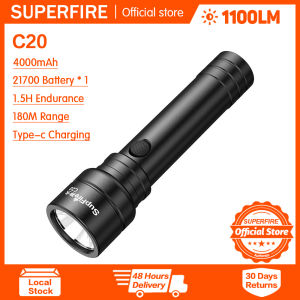 SUPERFIRE C20 Đèn pin siêu sáng Đèn pin di động có thể sạc lại Đèn pin không thấm nước Trang chủ Đi bộ ngoài trời Searchlight Hợp kim nhôm