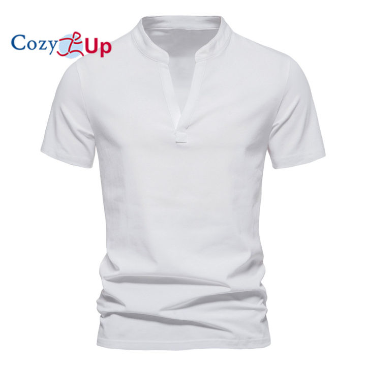 Cozy Up Mens T-Shirts Korean Streetwear Summer Brand Cotton Solid Color Deep V Neck Camisetas Compresion Hombre for Men Basic Tee Tops Lazada PH
