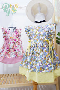 Đầm hoa xô hè mềm mịn mẫu mới 2021 phối mẫu đẹp đơn giản cho bé gái từ 10-35 kg