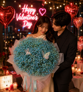 Bó Hoa Baby Xanh Premium – Blue Babys Breath Bouquet | Thanh Hà Flowers