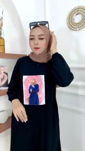 TUNIK Rayon Kekinian Motif Emblem Sablon & Setelan Viral Rayon Polos