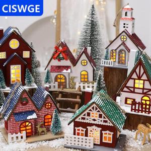 [COD] CISWGE AUTOPARTS Led Bằng Gỗ Giáng Sinh Nhà Mini Xmas Tuyết Nhà Bằng Gỗ Mùa Đông Làng Xây Dựng Bức Tượng Bảng Đồ Trang Trí Kỳ Nghỉ Đảng Trang Trí Nội Thất