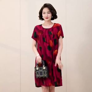 Sweet Style Cotton Silk Sleep Dress Short Sleeve Home Skirt Thin Summer Student Womens Clothing Large Size Floral Print Patterned House Short Sleeve Dress Sleeping Nightwear Soft Lingerie
