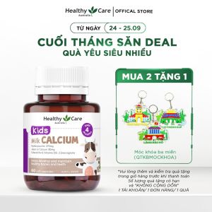 Healthy Care Kids Milk Calcium - Viên Uống Canxi Sữa Cho Bé - Lọ 60 Viên