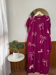 Daster Jumbo Ld 130 Lengan Pendek Kancing Depan Bahan Busui