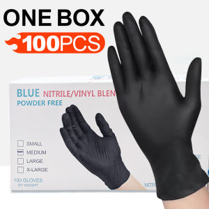 100Pcs/BOX Disposable Black Nitrile Gloves for Household Cleaning Work Safety Gloves Repairing Gardening Gloves Kitchen Cooking Tools Tatto