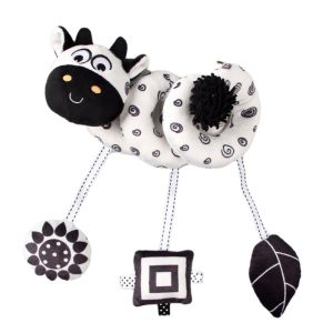 BEIBEI with Strap Baby Stroller Hanging Pendants Cow Animal-shaped Infant Comfort Bed Bell Multi-functional Visual Development Baby Wind Chime Toy Stroller