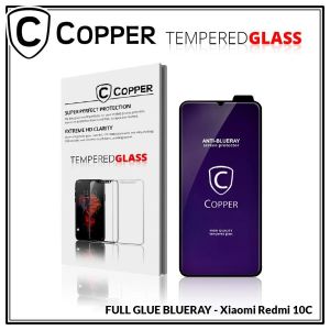 Redmi 10C - COPPER Tempered Glass Full Glue ANTI-BLUERAY