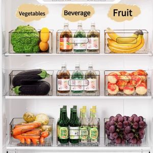 2PCS Transparent Refrigerator Organizer Acrylic Food Organizers Food Storage Box Vegetable Fruit Box