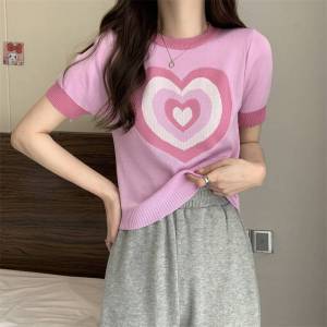 ใหม่ เสื้อยืดแขนสั้น เสื้อยืดคอกลม สำหรับผู้หญิง